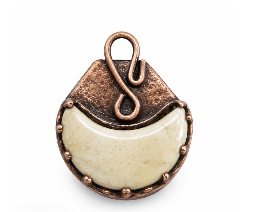 Silver Tone White Stone Asymmetrical Charm Pendant, Unisex Adults
