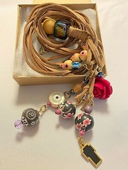 Handmade Leather strand Lariat Necklace with Beads and Charms Gift