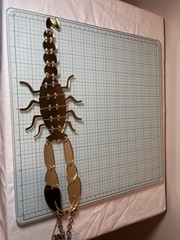 Baccurelli Signed Mirrored Gold Acrylic Massive Scorpion Statement Necklace