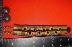 Handmade Seed Bead Cuff Bracelet Earrings Set Tribal Boho Wearable Art BlackGold