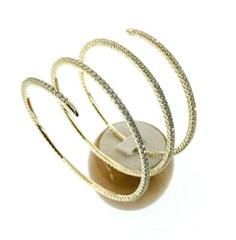 5.42 Carats Cleopatra Round Diamond Eternity 4 Row Slip On Soft Bangle Bracelet