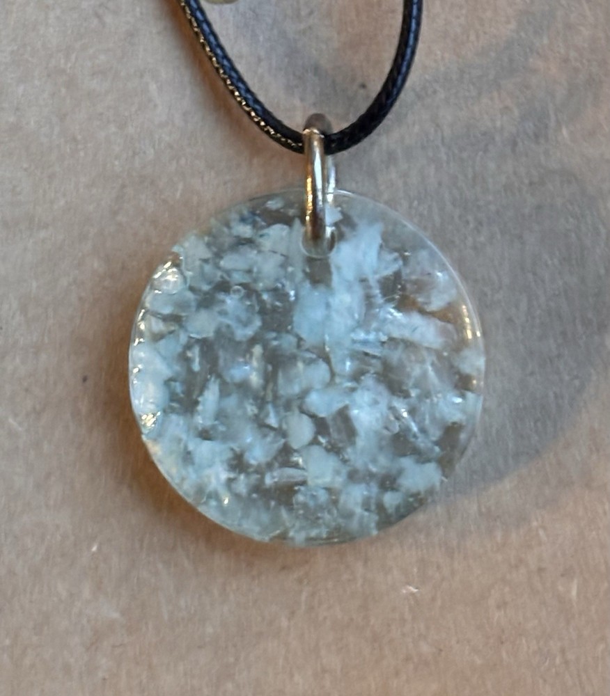 Handmade Aquamarine Pendant Healing Necklace W/black Cord Boho Spiritual Gift
