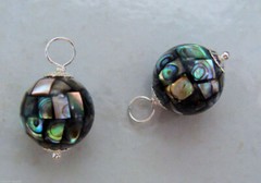 10mm or 12mm Mosaic Paua Abalone Shell INTERCHANGEABLE Earring Charms SS RG YG