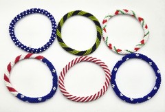 6 PCS NEPAL Glass Seed Bead Handmade Beaded Crochet Roll On Bracelets-Jewelry