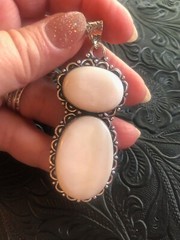 Coastal Beauty Mother of Pearl Artisan Pendant Flower Bezel 3″