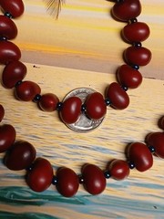 Artisan Crafted Dark Bean and Seed Bead Single Strand Necklace