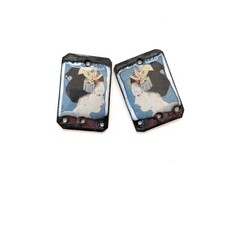 Enameled Copper Charms Pair Vintage Japanese Art (20321)