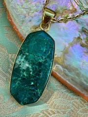 Charles Albert Green Jasper & Alchemia Gold Handcrafted Artisan Pendant Necklace