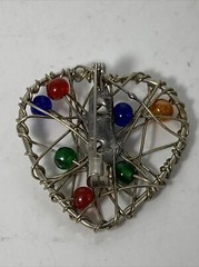 Heart pin wire wrap and bead Silver Tone Green Red Purple Orange Red B11A