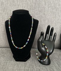 Swarovski Crystal Set 20” Necklace 7.5” Bracelet Multicolor Silver-plate Lobster