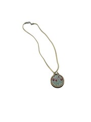 Pink Floral Hand Embroidered Pendant Necklace Boho 17” Handcrafted Statement