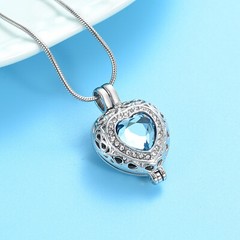 Birthstone Heart Urn Necklace for Ashes Crystal Cremation Jewelry W/vial Jewelry