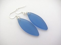Sea Glass Earrings Ocean Blue Silver Plated USA Handmade Jewelry Resort Hawaii