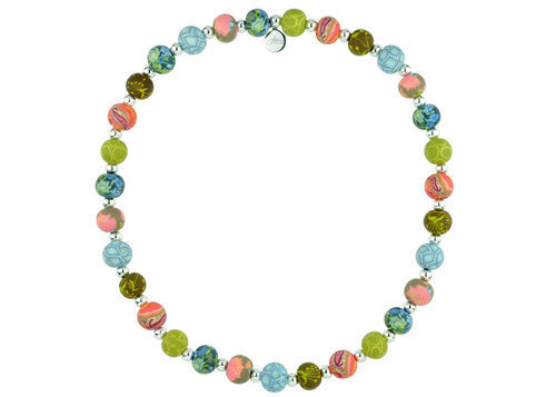 NEW JILZARA Clay Beads CANYON Multi Color Handmade Medium 12mm Necklace