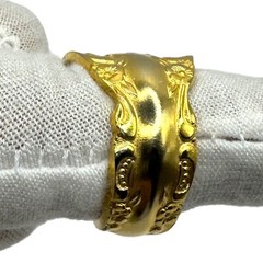 King Arthur’s Gold Electroplated Artisan Spoon Ring Size 6.75 Upcycled in USA