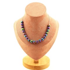 Necklace 20 Multicolored Hematite Beads 8 Mm. Steel Chain Women’s Necklace, Ho