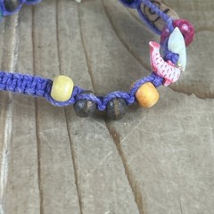 Handmade Beaded Bracelets Lot Of 3 Woven Knots Dolphin Beads