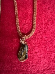 Handmade Viking Knit Copper Necklace with Copper Wrapped Polished Stone