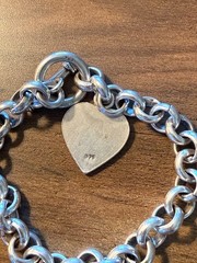 Sterling 925 Marked Silver Heart Charm Bracelet