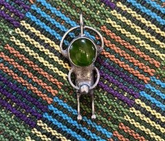 Original Handmade Metal and Glass Space Creature Pendant for Necklace