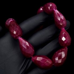 Fantastic Faceted Pink Ruby 746 Cts Beaded Pear Shape Necklace Jewelry AK 08E589
