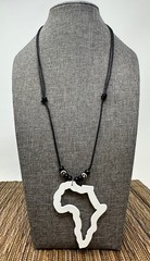 White Africa Necklace Pendant – Handmade Unisex Wooden Jewelry | Adjustable