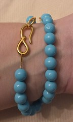Double beaded natural turquoise pendant bracelet by «Mara Made in Greece»