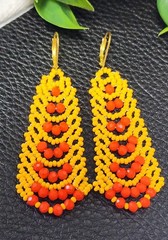 Beautiful Orange Zcech Glass Seed Beads Earrings