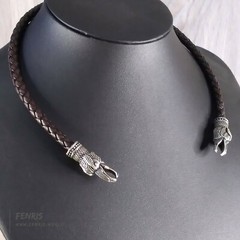 Raven Torc Silver Brown Leather Handmade Celtic Norse Viking | Fenris on Ebay