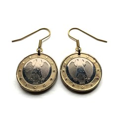 2002 Germany Deutschland 1 Euro coin earrings German eagle Berlin Hamburg 000657