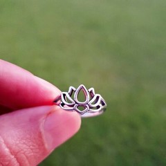 Genuine 925 Sterling Silver Lotus Statement Ring Spiritual Boho Ring USA Seller