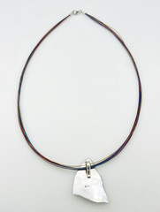 Artisan Sterling Silver Modernist Spiral Pendant Multicolor Wire Necklace 18 in