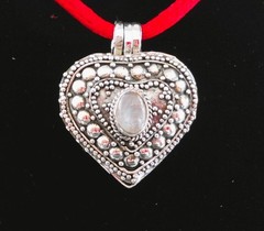 Handmade Sterling Silver Moonstone Heart Locket or Cremation Pendant