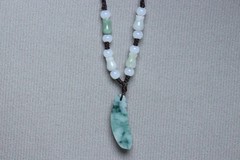 Cert’d Natural Green A Jadeite jade Hand-Carved Green beans Pendant