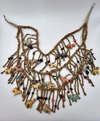 Fetish 3 Strand Bib Necklace Wooden Safari Animals