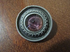 R Tennesmed sweden vintage pewter brooch PIN coloured glass