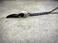 Lunar Phase Moon Phase Raven Skull Necklace – Moon Jewelry Crescent Moon Charm