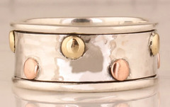 Solid Copper 925 Silver Brass Minimalist Healing Handmade Unisex Spinner Ring