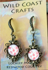 Bronze Heart Glass Pendant Earrings