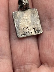 Sterling Silver Pendant Chinese Character Square Asian Signed