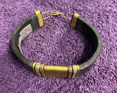 VTG Artisan Handmade Genuine Leather, Brass, Copper and Silver Cuff Bracelet