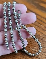 Vintage Italian Silpada Sterling Silver & Brass Fluted Beaded Necklace 24 Inches