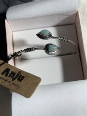 Woman’s Cuff Bracelet Design By Anju Lemon Larimar Stone 7 Inch