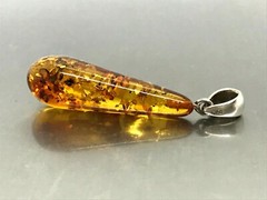 AMBER PENDANT Glossy Natural BALTIC AMBER Stone Unique Gift Silver 925 2g 15076