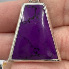 VTG Taxco Sugilite 950 Silver Purple Stone Modernist Pendant 8.83g Mexico