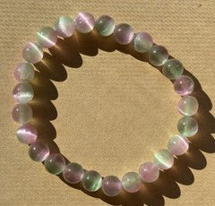 High Quality Watermelon Selenite Bracelet – 7.5mm Beads – Crystal Healing – NEW