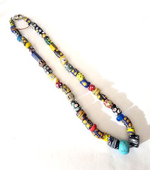 Trade Beads Hand Painted Recycled Metal Lobster Clasp 12 in Single Strand