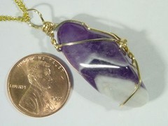 BUTW 14kt gold filled Wire Wrapped Amethyst Dogtooth Pendant Necklace 5270D