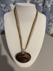 Art Glass Brown & Rust Swirl Pendant Necklace
