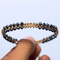 3.5MM Hematite Beaded Micro Macrame Bracelet ~ Handmade Crystal Healing Jewelery